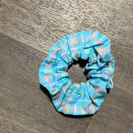 Blue plaid scrunchie