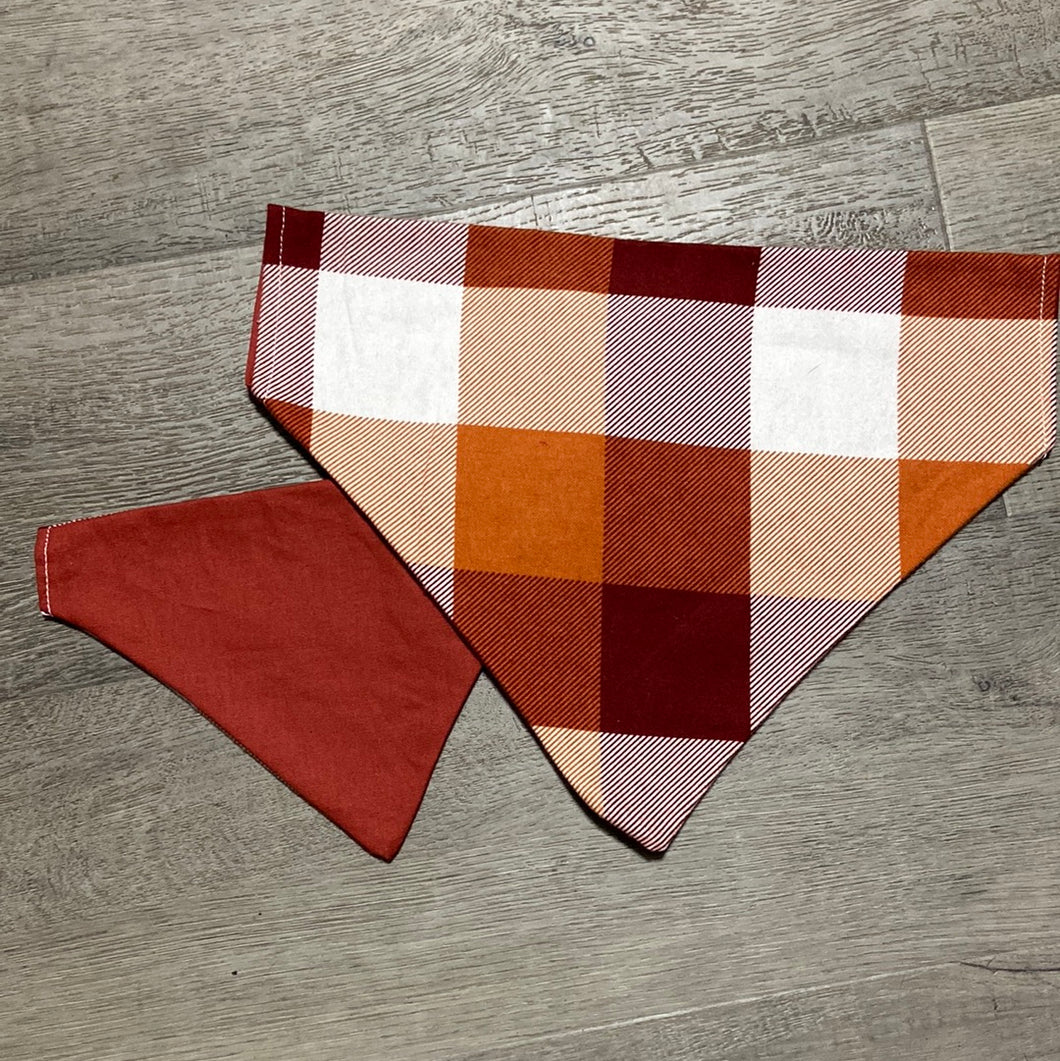 Fall orange plaid dog bandana