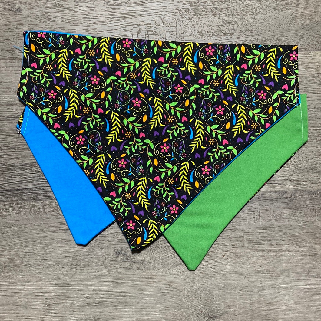 Neon floral dog bandana