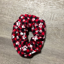 Load image into Gallery viewer, Dog paw flannel scrunchie
