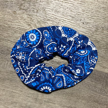 Load image into Gallery viewer, Blue bandana scrunchie
