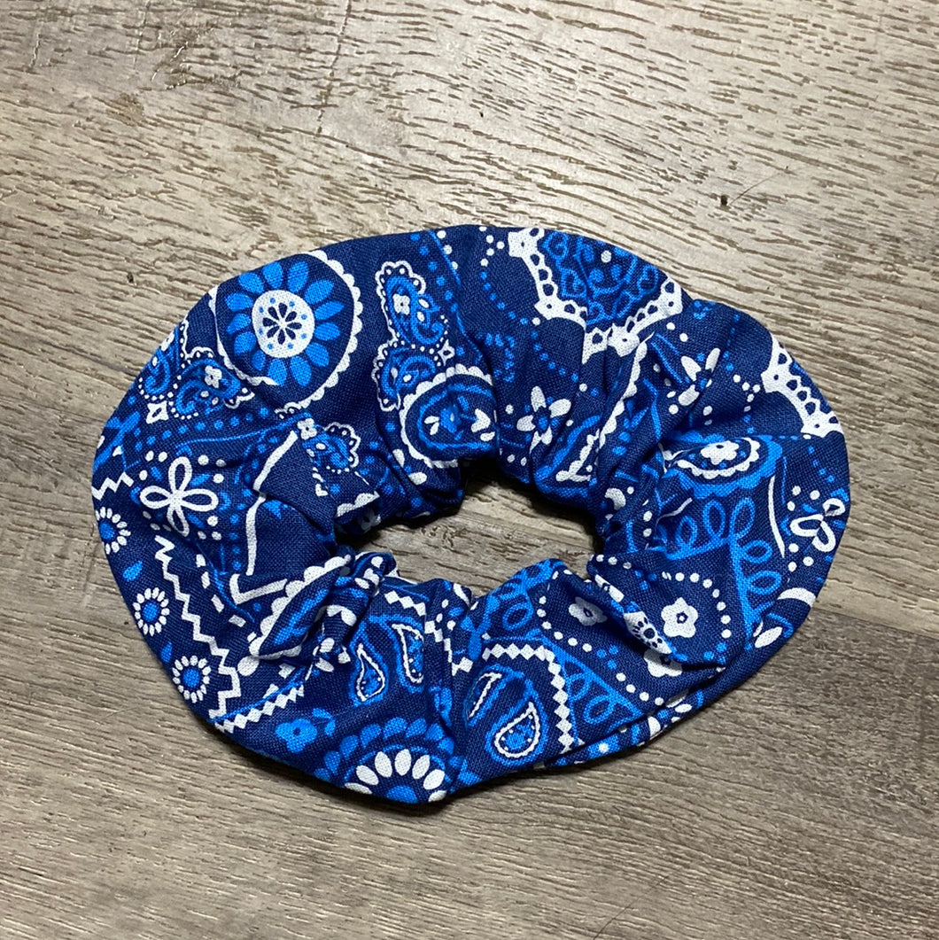 Blue bandana scrunchie