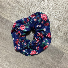 Load image into Gallery viewer, Navy rose scrunchie
