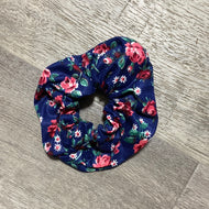 Navy rose scrunchie